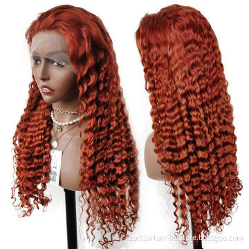 Deep Wave Brazilian Hair Wigs Human Hair Lace Front Ginger Wig Transparent HD Lace Frontal Human Hair Wigs For Black Women